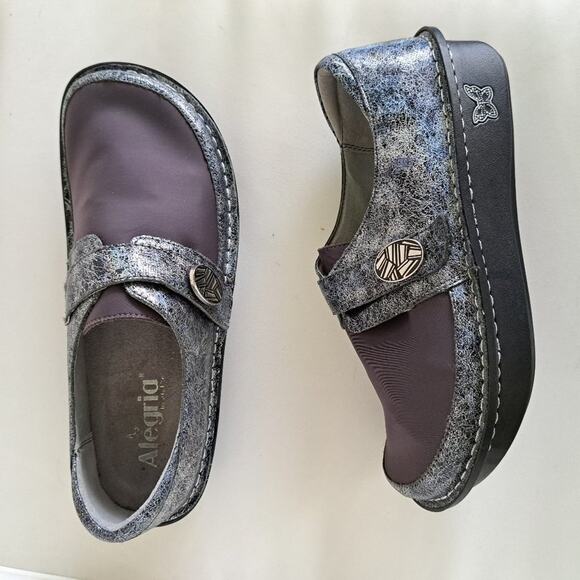 Alegria Comfort Dream Fit Shoe Neoprene Metallic Gray Den-735 Clog - Picture 11 of 11